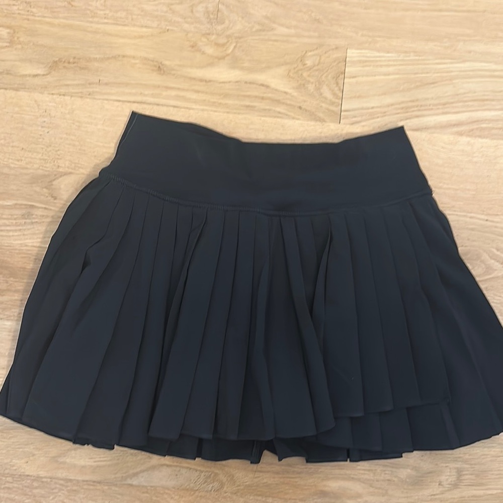 Aerie Black Pleated Mini Skater Skirt